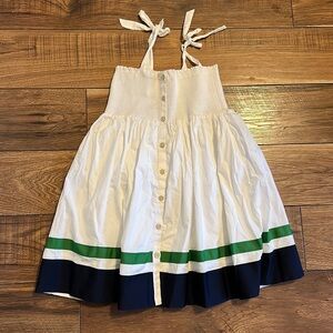 Janie and Jack White Tied Straps Dress with Blue/Green  Size 6